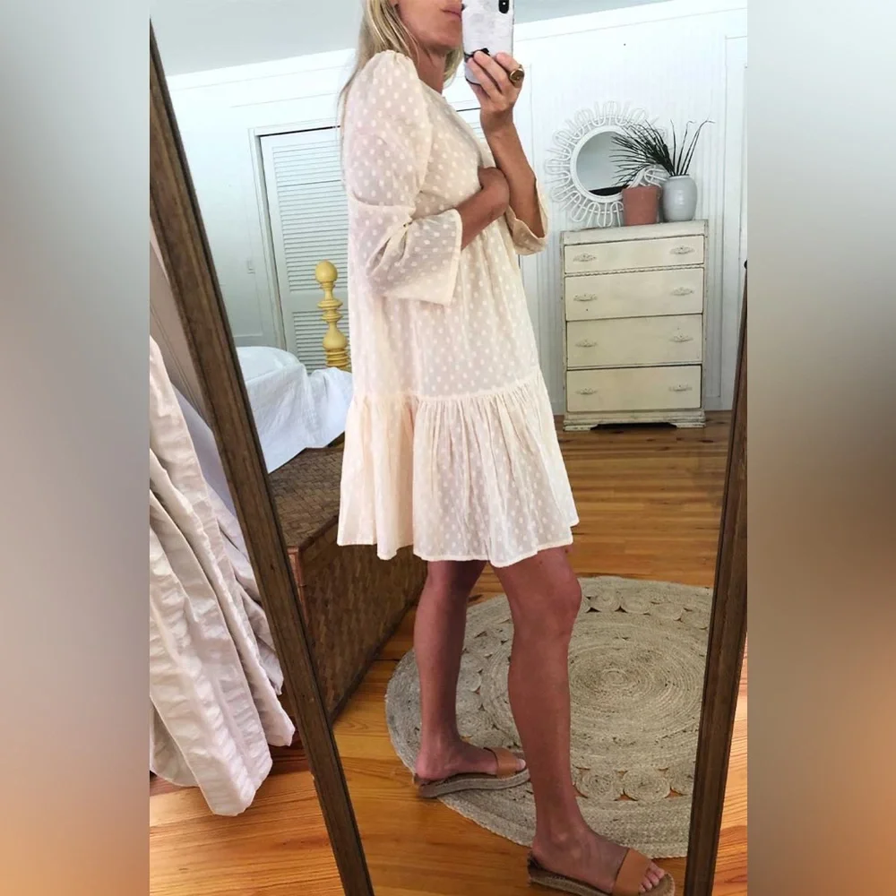 Emerson Fry XS India Collection Layla Swiss Dot Mini Tunic Dress Organic Boho - Picture 12 of 15